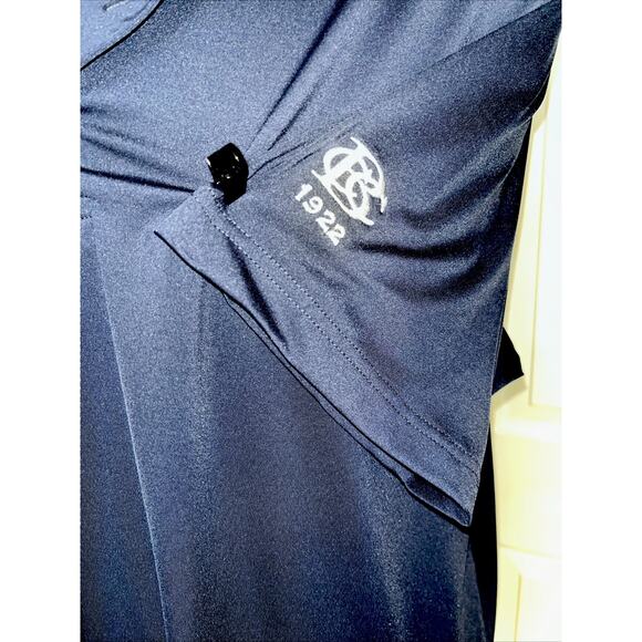 FJ Footjoy‎ Men’s Navy Golf Polo White Stripe Collar MED - Picture 2 of 8